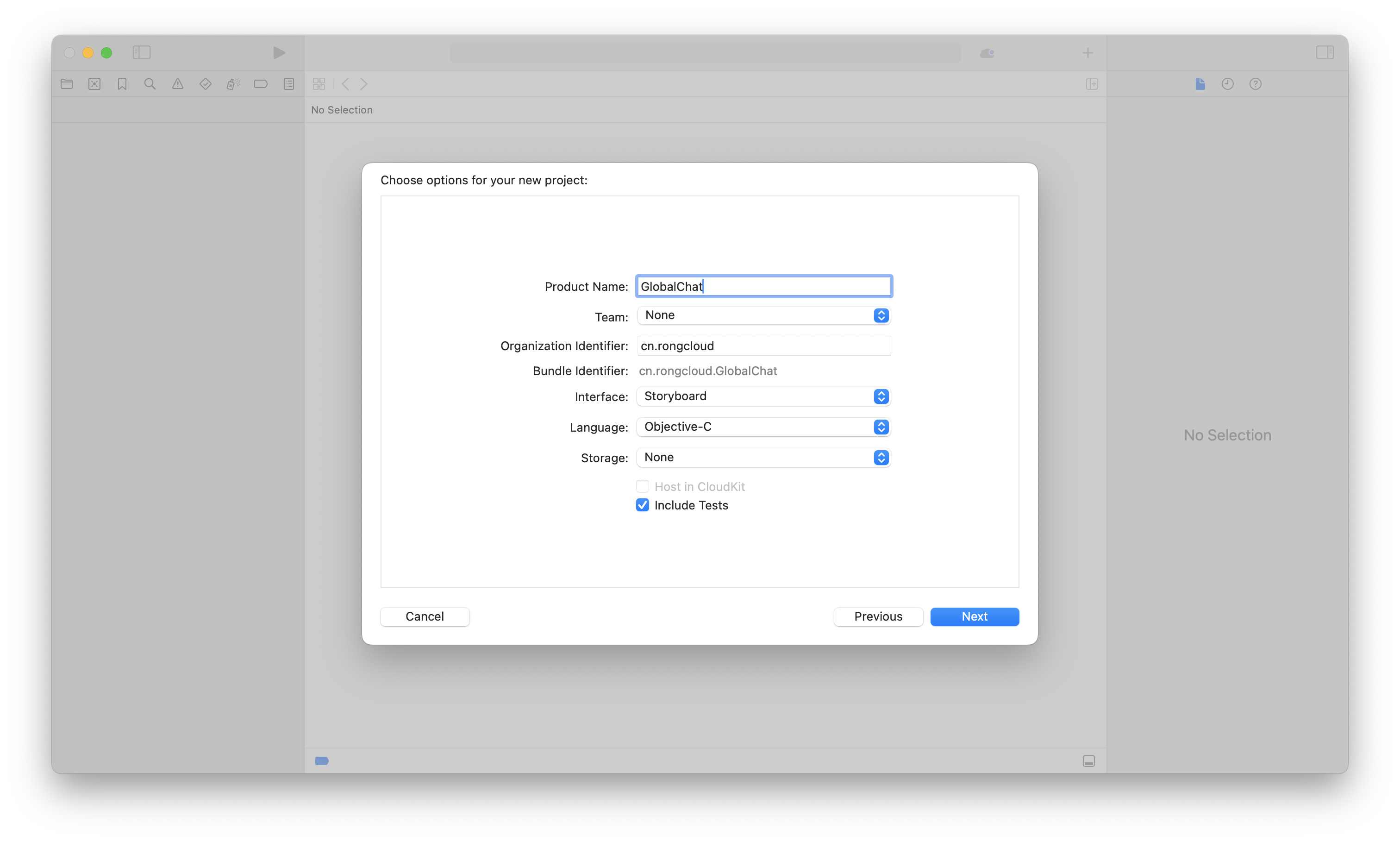 Image|Setting up your project in the Create new project dialog.